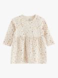 Lindex Baby Organic Cotton Jersey Floral Print Dress, Light Beige/Multi