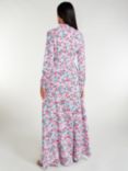 Aab Rose Print Maxi Shirt Dress, Blue/Multi