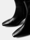 Mint Velvet Leather Heeled Pointed Ankle Boots, Black