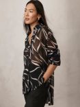 Mint Velvet Abstract Print Shirt, Black/Cream