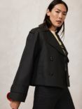 Mint Velvet Cropped Trench Coat, Black