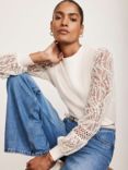 Mint Velvet Embroidered Sleeve Jumper, Ivory