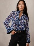 Mint Velvet Abstract Print Blouse, Blue/Multi