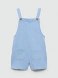 Mango Kids' Short Cotton Dungarees, Blue