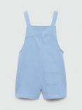 Mango Kids' Short Cotton Dungarees, Blue