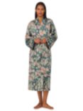 Lauren Ralph Lauren Floral Satin Kimono Dressing Gown, Sage/Multi