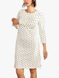 Bshirt Nursing Dress, Cream & Black Spot