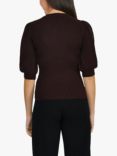 Sisters Point Halia Ribbed Puff Sleeve Top, Chocolate