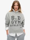 Superdry Athletic Essentials Loose Crop Crew Sweatshirt, Grey Marl