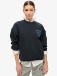 Superdry Athletic Essentials Loose Crop Crew Sweatshirt, Eclipse Navy