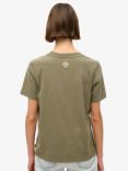 Superdry Tattoo Script Relaxed T-Shirt, Dusty Olive Green