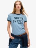 Superdry Athletic Essentials Ringer Fitted T-Shirt, Tidal Blue Slub