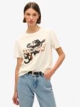 Superdry Tattoo Script Relaxed T-Shirt, Winter White/Multi