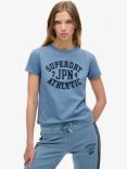 Superdry Athletic Essentials Graphic Fitted T-Shirt, Wedgewood Blue Slub