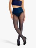 Heist Herringbone Fishnet Tights, Midnight Navy