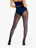 Heist Herringbone Fishnet Tights, Midnight Navy