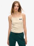 Superdry Athletic Essentials Graphic Button Cami, Turtledove Cream