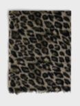 Gerard Darel Dany Animal Print Wool Cashmere Blend Scarf, Khaki/Multi