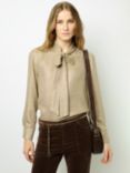 Gerard Darel Bessie Metallic Pussybow Blouse, Gold