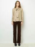 Gerard Darel Bessie Metallic Pussybow Blouse, Gold