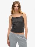 Superdry Athletic Essentials Graphic Pointelle Cami Top, Bison Black