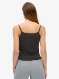 Superdry Athletic Essentials Graphic Pointelle Cami Top, Bison Black