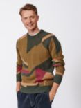 Aubin Hubbert Merino Cashmere Blend Colour Block Crew Jumper, Multi