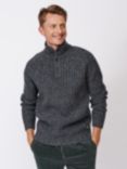 Aubin Farnham Lambswool Blend Button Neck Jumper, Charcoal