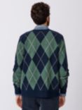 Aubin Claythorpe Merino Cashmere Blend Check Cardigan, Navy/Forest Green