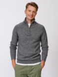 Aubin Bream Lambswool Blend Zip Neck Jumper, Grey Marl