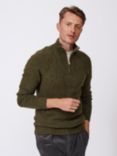 Aubin Pelham Lambswool Blend Zip Neck Jumper, Khaki