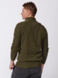 Aubin Pelham Lambswool Blend Zip Neck Jumper, Khaki