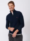 Aubin Bream Lambswool Blend Zip Neck Jumper, Grey Marl, Navy