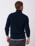 Aubin Bream Lambswool Blend Zip Neck Jumper, Grey Marl, Navy