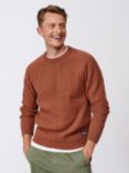 Aubin Tay Ribbed Lambswool Blend Knit Jumper, Brick