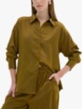 MY ESSENTIAL WARDROBE Estelle Satin Shirt, Military Olive