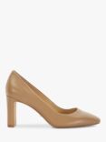 Dune Arriving Leather Heeled Courts, Cappuccino