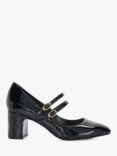 Dune Approval Heeled Mary Janes, Black Patent