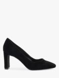 Dune Arriving Suede Heeled Courts, Black