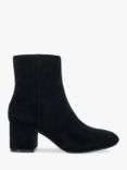 Dune Ottack 2 Suede Side Zip Block Heel Ankle Boots, Black