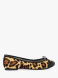 Dune Hallo Leather Leopard Print Ballerina Pumps, Multi