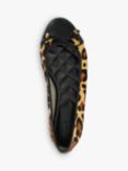 Dune Hallo Leather Leopard Print Ballerina Pumps, Multi