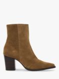 Dune Paxten Suede Pointed Heeled Ankle Boots, Sand