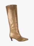 Dune Slink Leather Long Boots, Gold