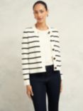 Hobbs Ellie Stripe Wool Blend Knitted Jacket, Ivory/Navy