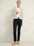 Hobbs Ellie Stripe Wool Blend Knitted Jacket, Ivory/Navy