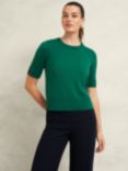 Hobbs Leanne Wool Blend Half Sleeve Jumper, Agate Green