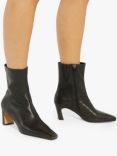 Dune Obriele Leather Heeled Ankle Boots, Black