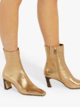 Dune Obriele Leather Heeled Boots, Gold