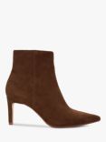 Dune Obsessively Suede Heeled Boots, Dark Tan